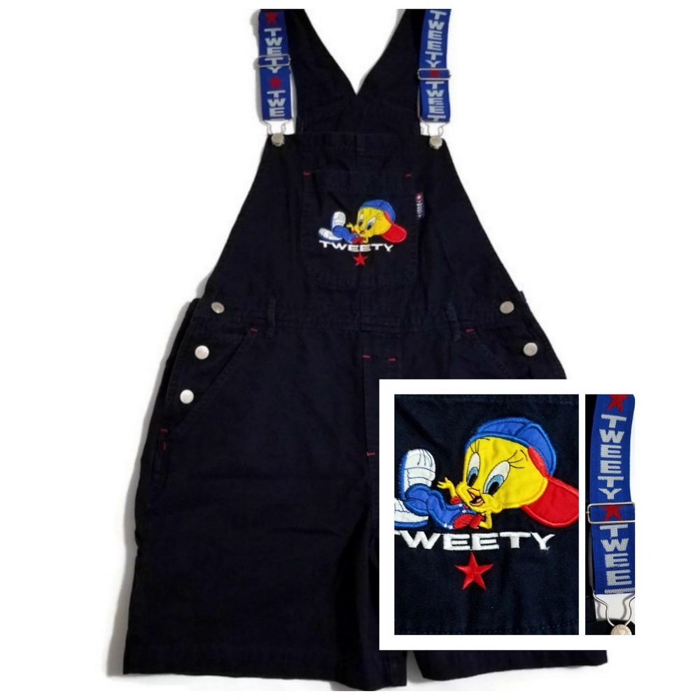 Vintage 90's Tweety Bird Looney Tunes Shortalls M